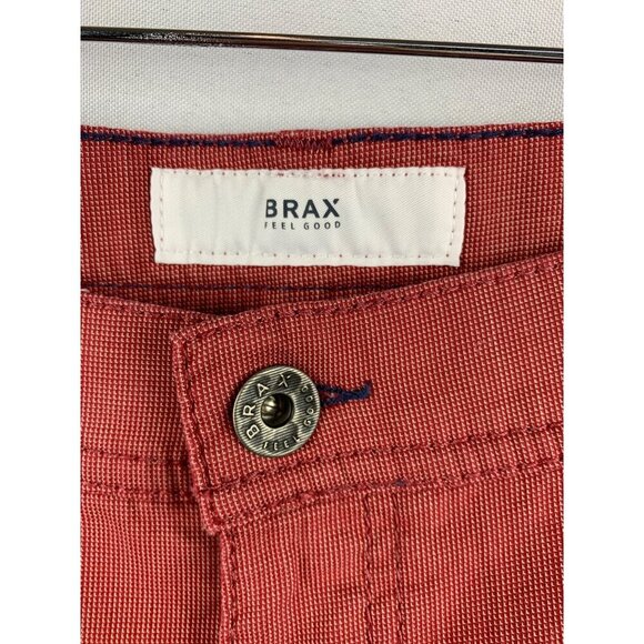 Brax Mens Cooper Fancy Regular Fit Red Pants - Picture 3 of 8